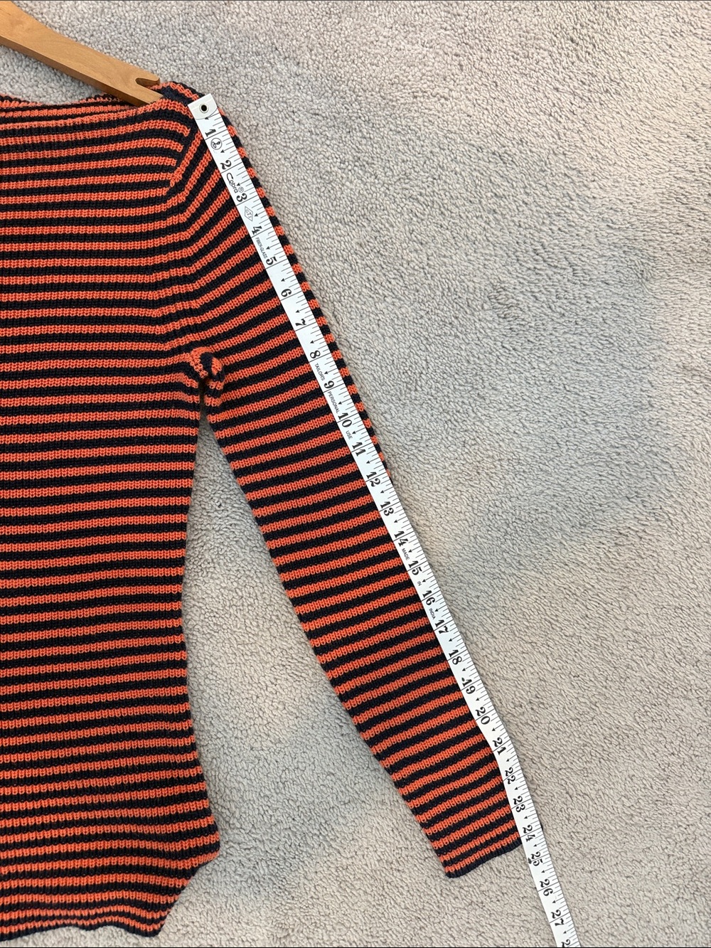 Ralph Lauren Y2K Cotton Boatneck Stripe Sweater Women’s M Orange Navy Fall - Picture 8 of 8